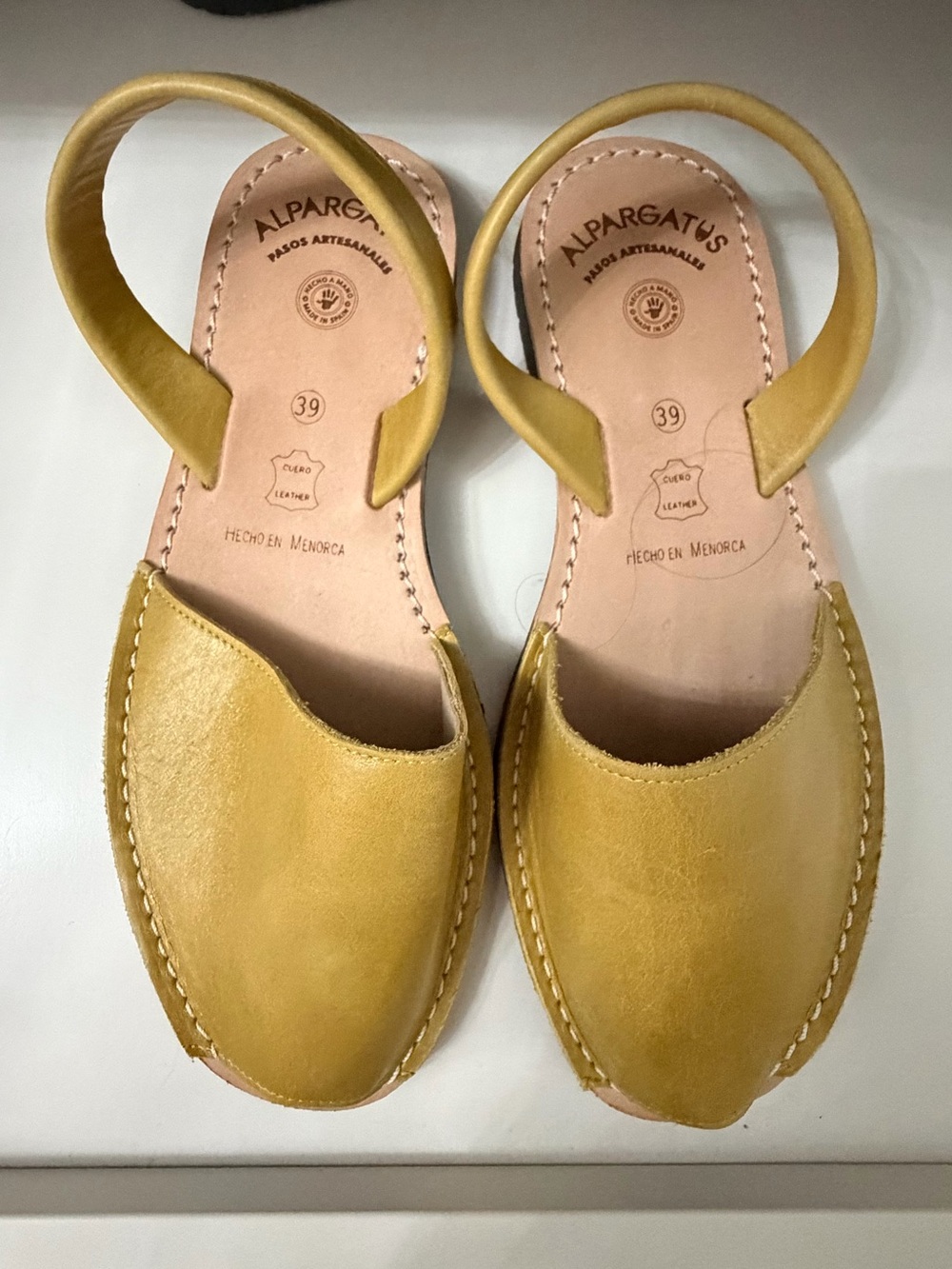 Women's Leather Avarcas Sandals in Mustard